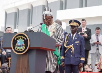 Liberia President Boakai Helped Away From Podium During Inauguration