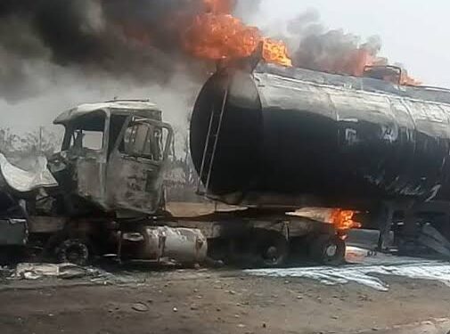 Fallen Tanker Explodes On Lagos-Ibadan Expressway