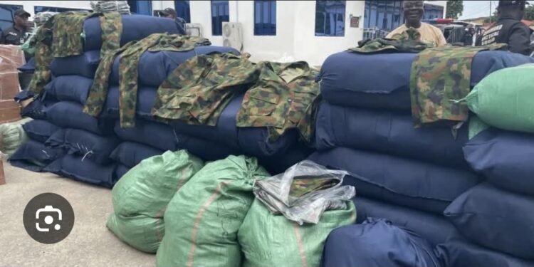 Police Intercept Truck Carrying 47 Sacks Of Military Camouflage In Lagos